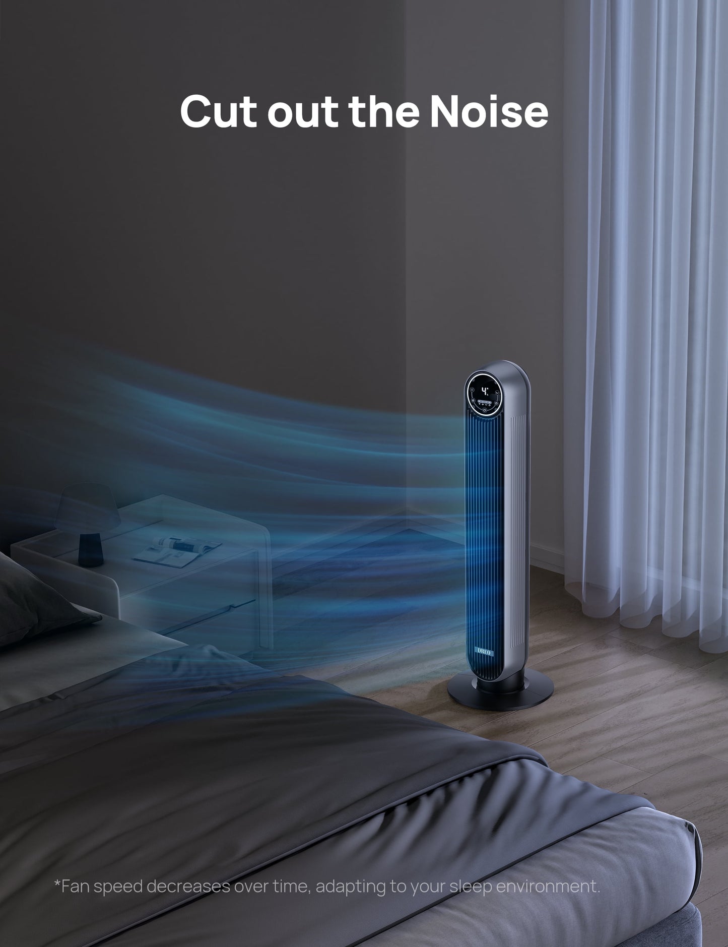 Tower Fans for Home, 90° Oscillating Standing Fans with Remote, 24 Ft/S Velocity Quiet Bedroom Fan, 4 Speeds, 4Modes, 8H Timer, Bladeless Floor Fan, Black Silver