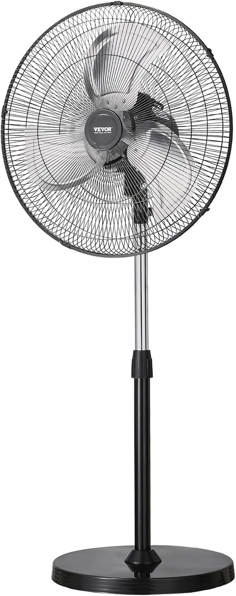 Industrial Pedestal Fan, 20 Inch 90-Degree Oscillating Fan, Height Adjustable Standing Fans with 3 Adjustable Speeds, High Power Floor Fans for Warehouse,Garage,Commercial, Black