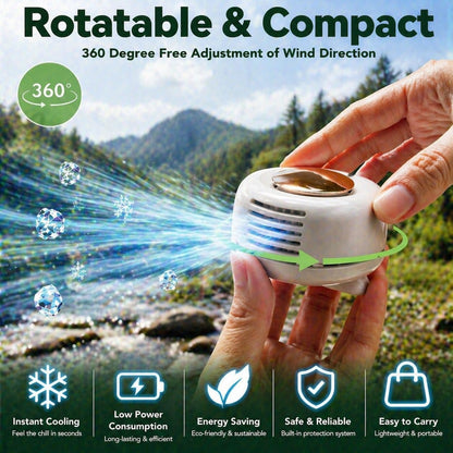 Portable Mini Clip on Fan, Clip-On Bladeless Fan for Shirt with 3 Speeds Mini Portable Fan for Waist Clips Suitable for Outdoor, Office, Travel, Sporting (Green)