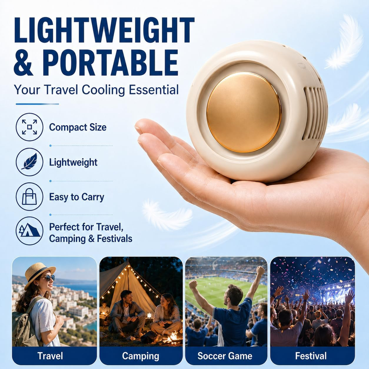 Portable Mini Clip on Fan, Clip-On Bladeless Fan for Shirt with 3 Speeds Mini Portable Fan for Waist Clips Suitable for Outdoor, Office, Travel, Sporting (Green)