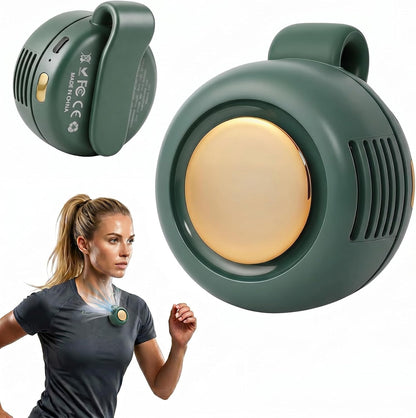 Portable Mini Clip on Fan, Clip-On Bladeless Fan for Shirt with 3 Speeds Mini Portable Fan for Waist Clips Suitable for Outdoor, Office, Travel, Sporting (Green)